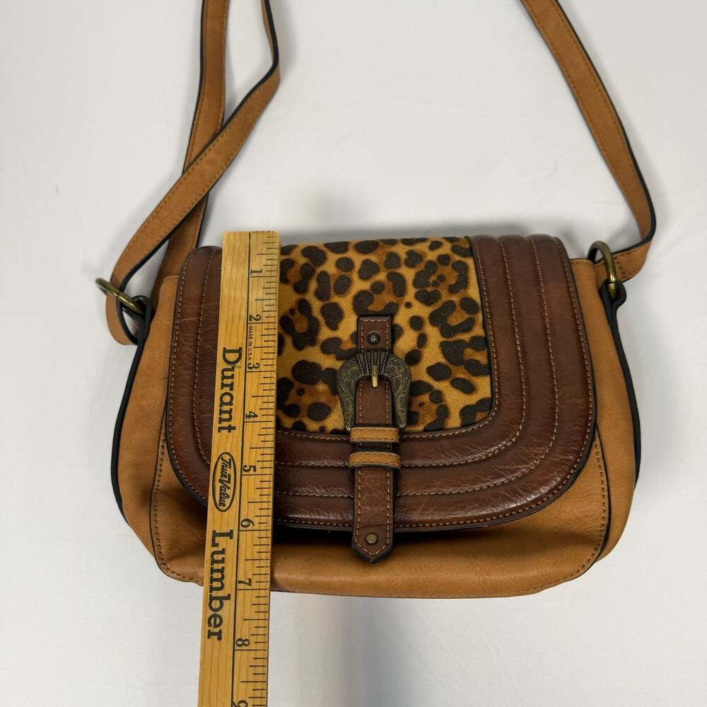 Justin Leopard Print Faux Leather Crossbody Saddle Bag - Picture 8 of 9
